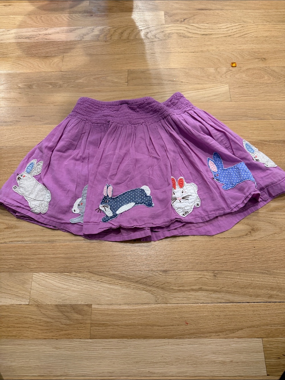 Mini Boden Purple Skirt with Bunny Appliqués